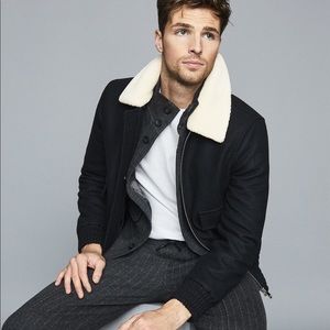 New Reiss Navy bomber L with cream collar